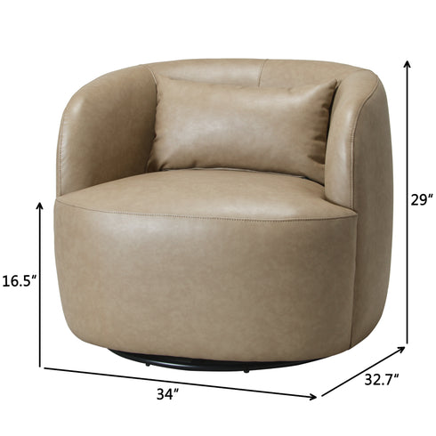 Ashlie Faux Leather Swivel Chair - Khaki Swivel Armchair | Faux Leather Accent Chairs | Kinwell Furniture | Modern Swivel Chairs
